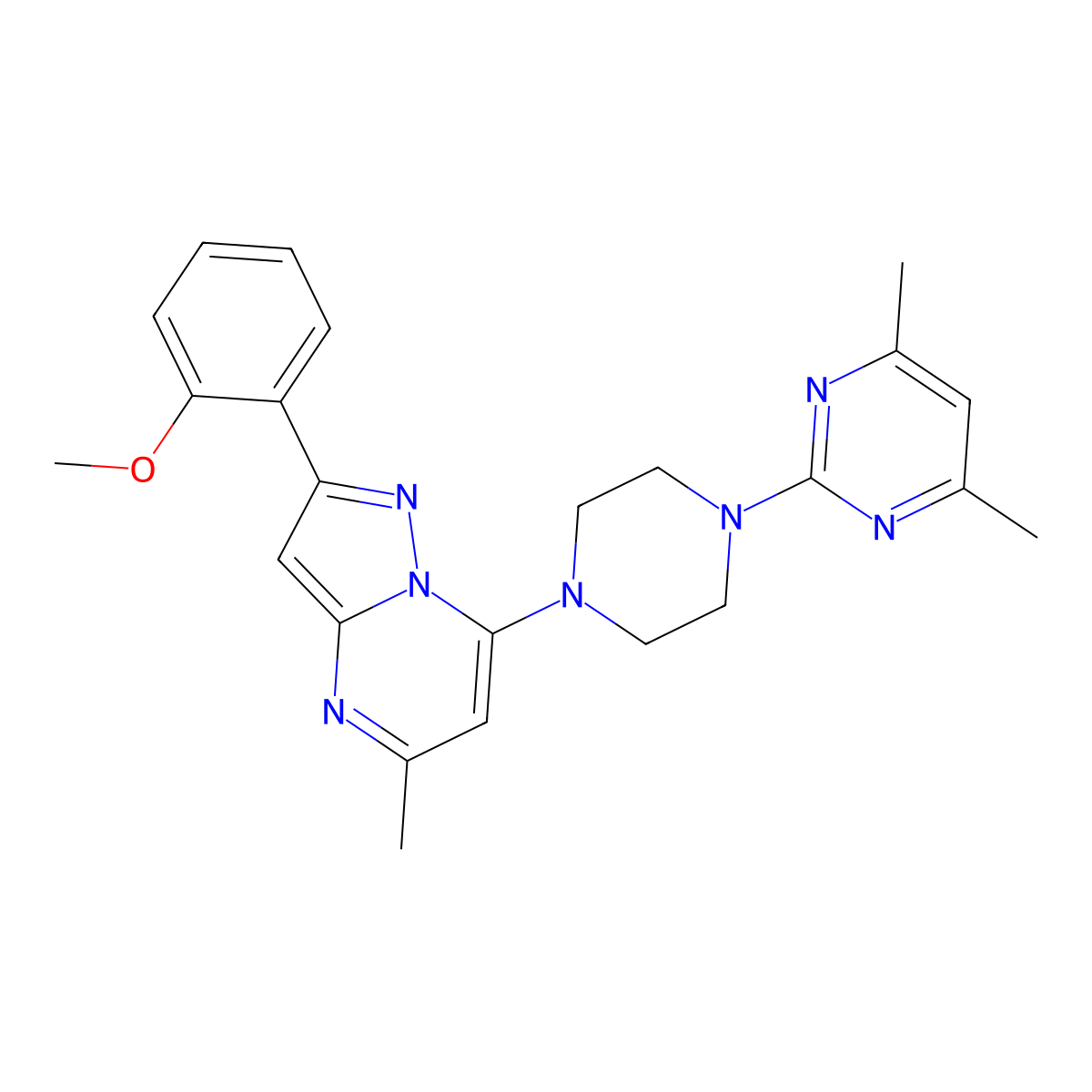 7-(4-(4,6-Dimethylpyrimidin-2-yl)piperazin-1-yl)-2-(2-methoxyphenyl)-5-methylpyrazolo[1,5-a]pyrimidine molecular structure, CAS 1015582-31-6