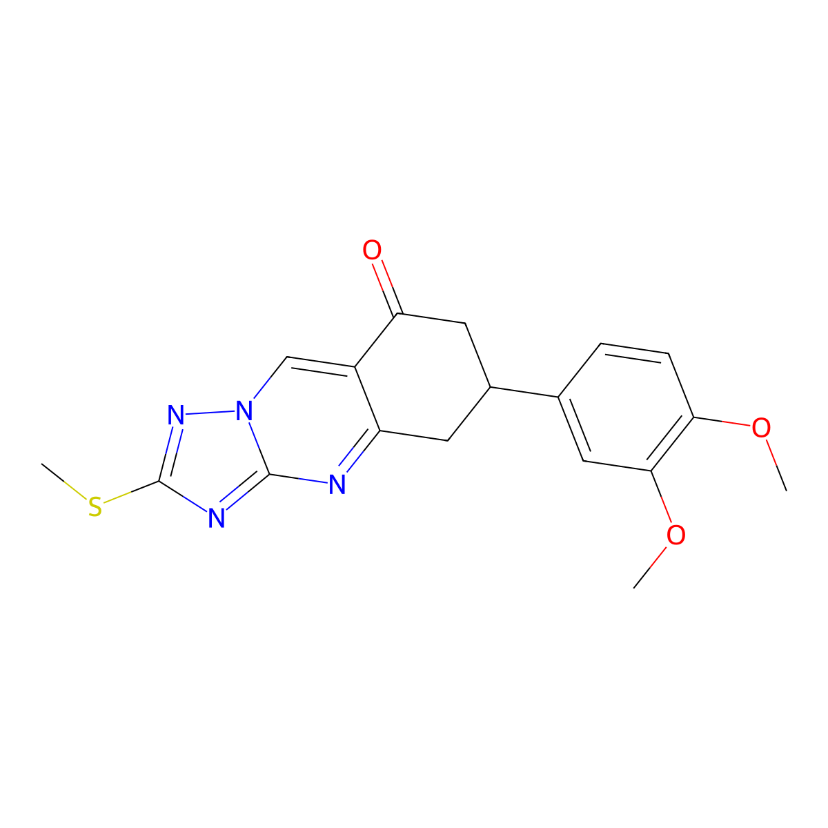 6-(3,4-dimethoxyphenyl)-2-(methylsulfanyl)-6,7-dihydro[1,2,4]triazolo[5,1-b]quinazolin-8(5H)-one molecular structure, CAS 1015583-40-0