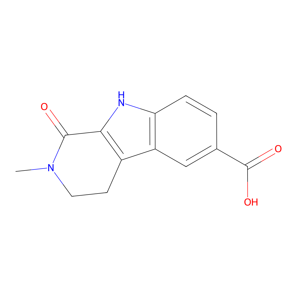 2-methyl-1-oxo-1H,2H,3H,4H,9H-pyrido(3,4-b)indole-6-carboxylic acid molecular structure, CAS 1015584-63-0