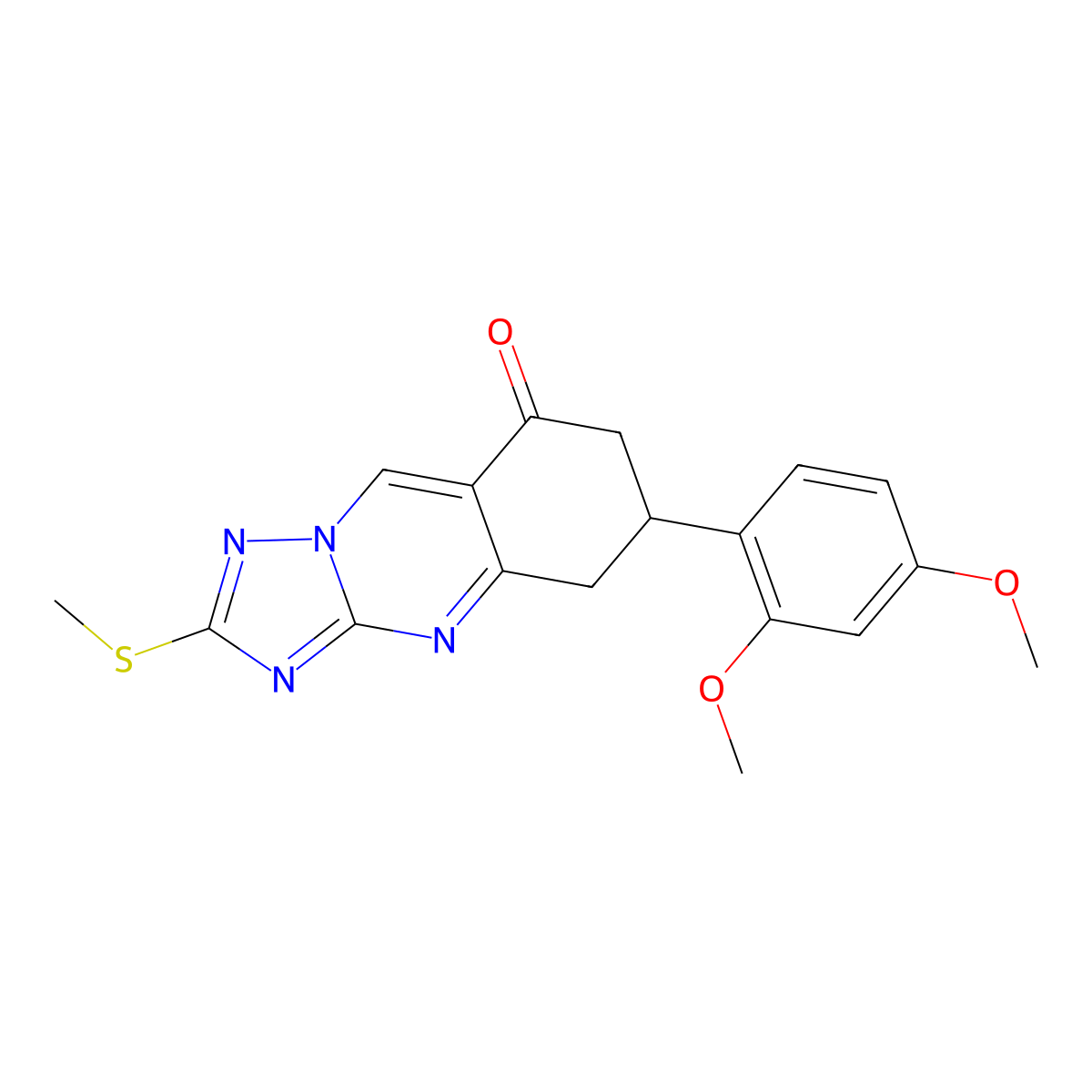 6-(2,4-dimethoxyphenyl)-2-(methylsulfanyl)-6,7-dihydro[1,2,4]triazolo[5,1-b]quinazolin-8(5H)-one molecular structure, CAS 1015584-80-1