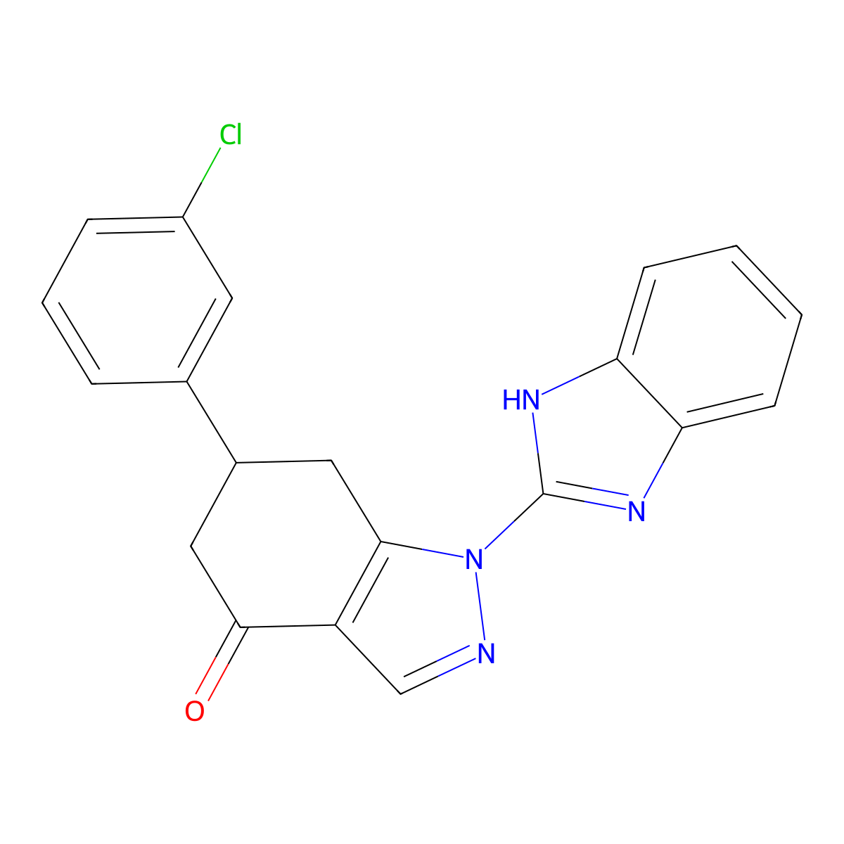 1-(1H-benzimidazol-2-yl)-6-(3-chlorophenyl)-1,5,6,7-tetrahydro-4H-indazol-4-one molecular structure, CAS 1015586-49-8