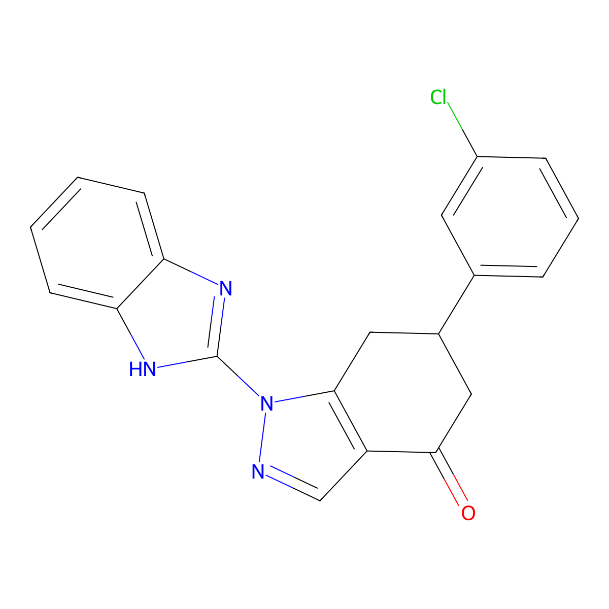 1-(1H-benzimidazol-2-yl)-6-(3-chlorophenyl)-1,5,6,7-tetrahydro-4H-indazol-4-one molecular structure, CAS 1015586-49-8