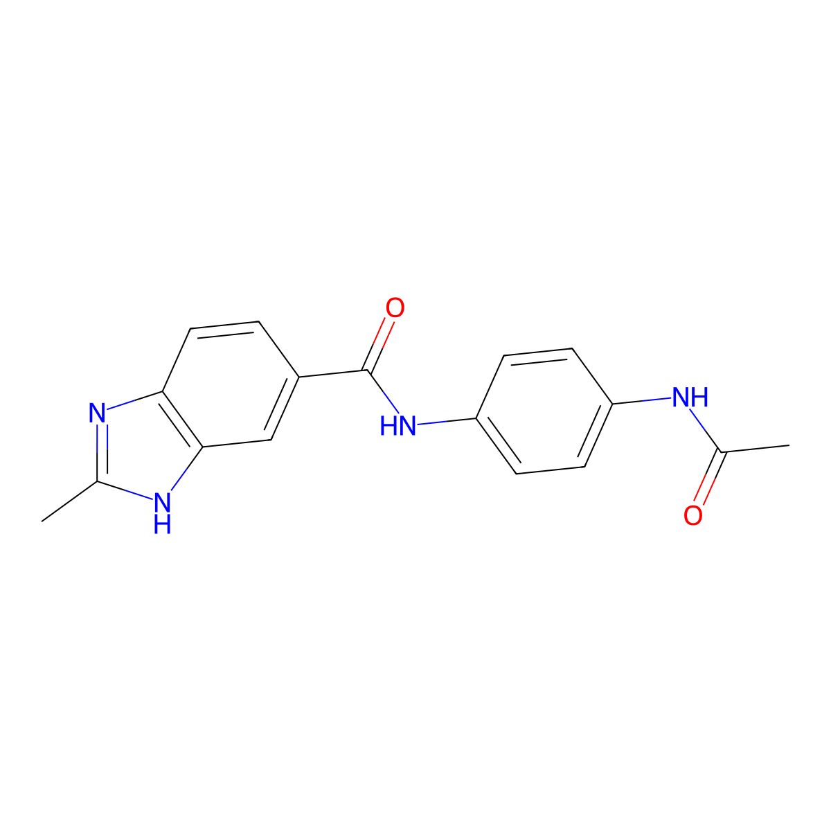 N-[4-(acetylamino)phenyl]-2-methyl-1H-benzimidazole-6-carboxamide molecular structure, CAS 1015590-78-9
