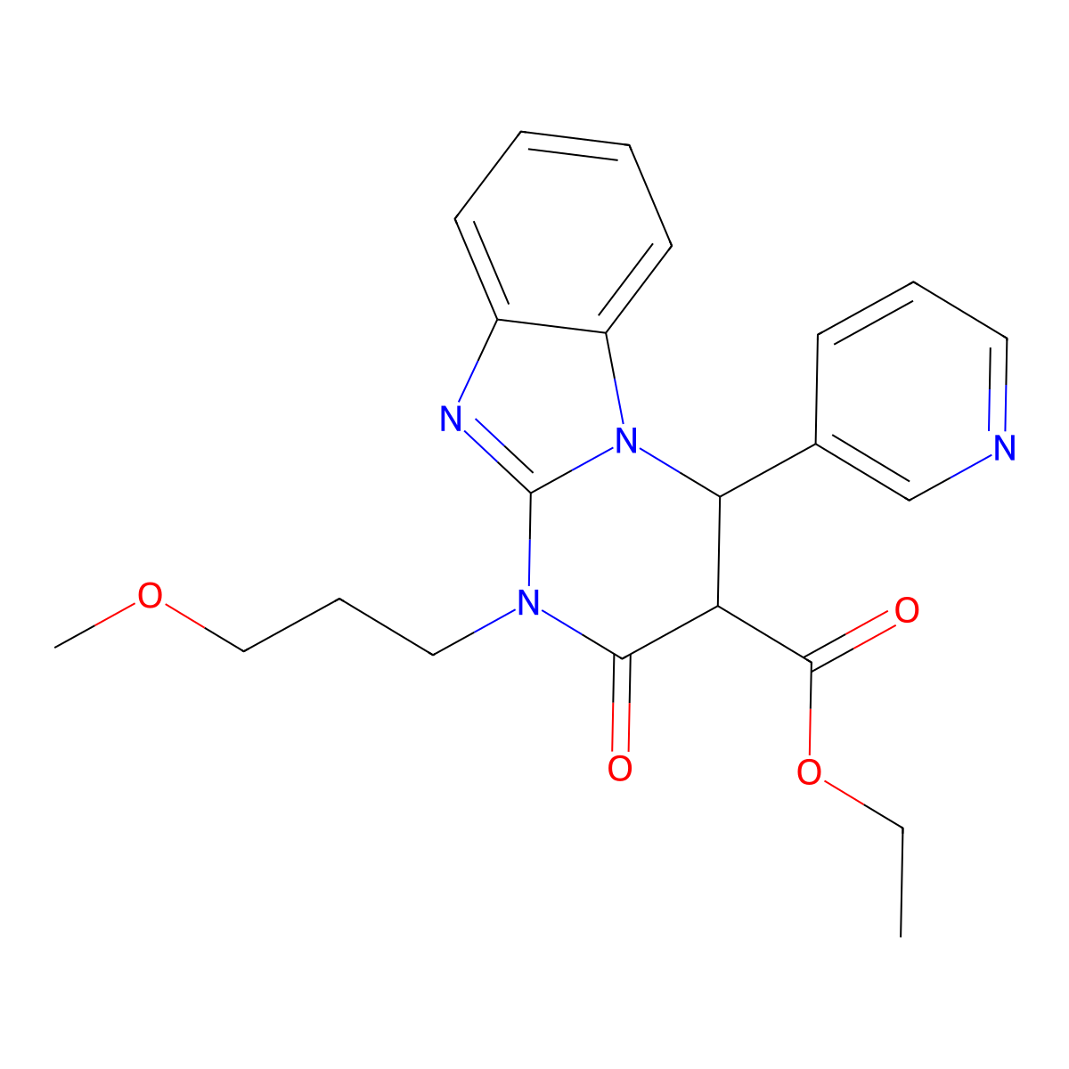 Ethyl 1-(3-methoxypropyl)-2-oxo-4-(pyridin-3-yl)-1,2,3,4-tetrahydropyrimido[1,2-a]benzimidazole-3-carboxylate molecular structure, CAS 1015591-55-5