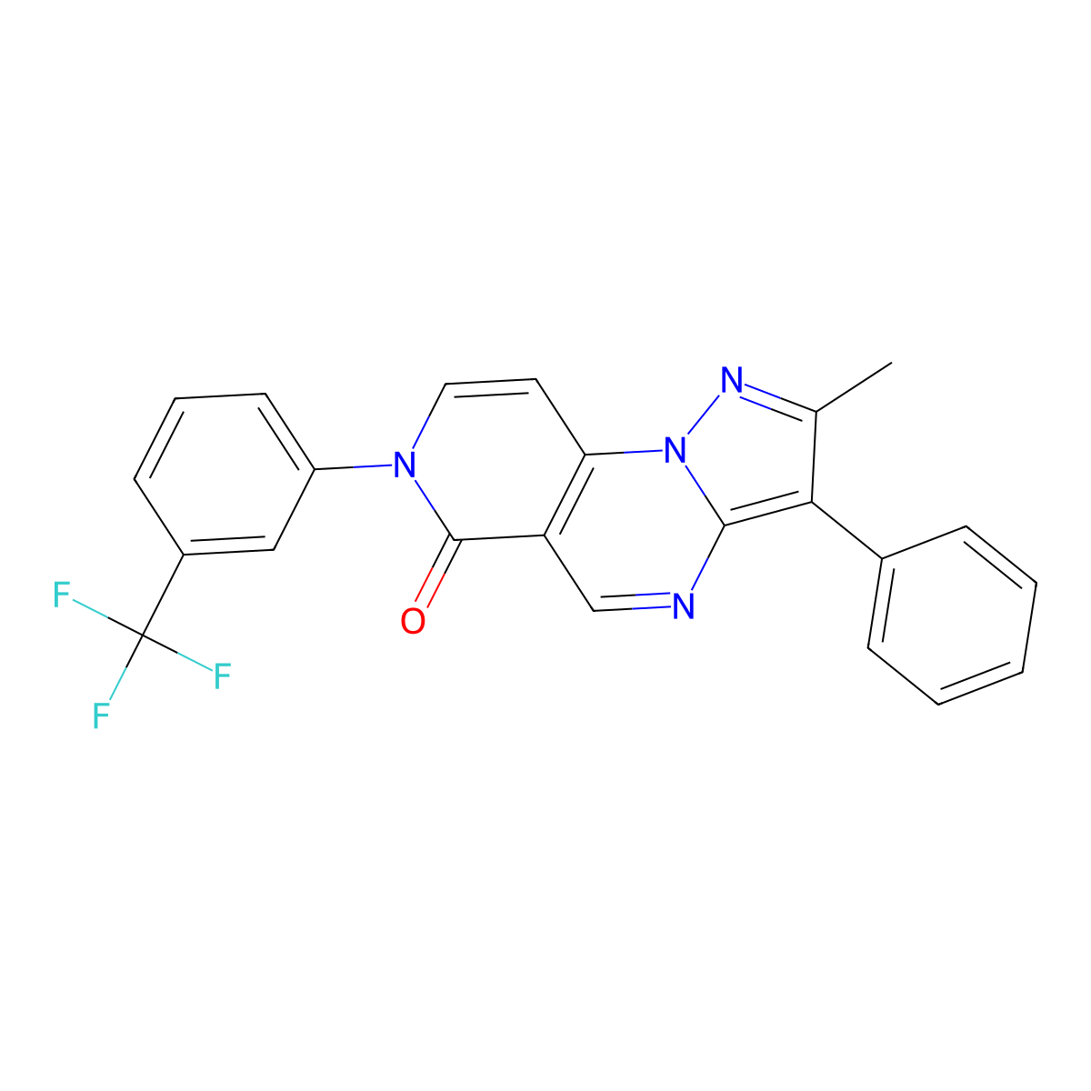 2-methyl-3-phenyl-7-[3-(trifluoromethyl)phenyl]pyrazolo[1,5-a]pyrido[3,4-e]pyrimidin-6(7H)-one molecular structure, CAS 1015594-35-0