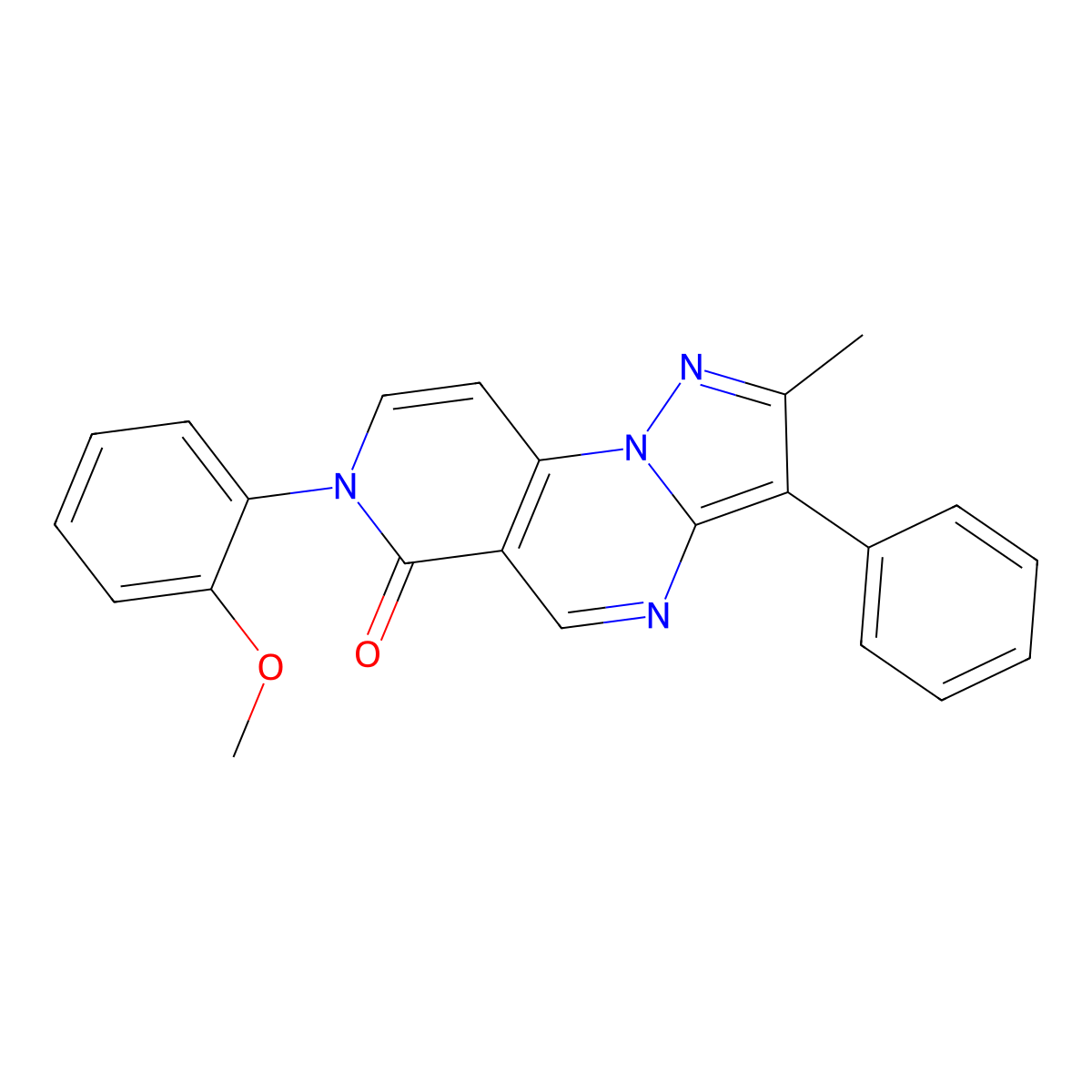 7-(2-methoxyphenyl)-2-methyl-3-phenylpyrazolo[1,5-a]pyrido[3,4-e]pyrimidin-6(7H)-one molecular structure, CAS 1015594-43-0