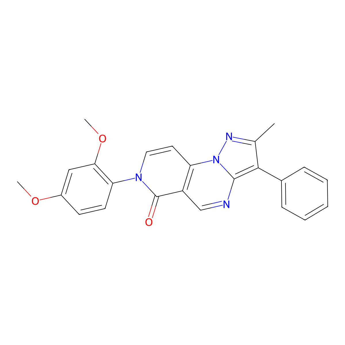 7-(2,4-dimethoxyphenyl)-2-methyl-3-phenylpyrazolo[1,5-a]pyrido[3,4-e]pyrimidin-6(7H)-one molecular structure, CAS 1015594-67-8