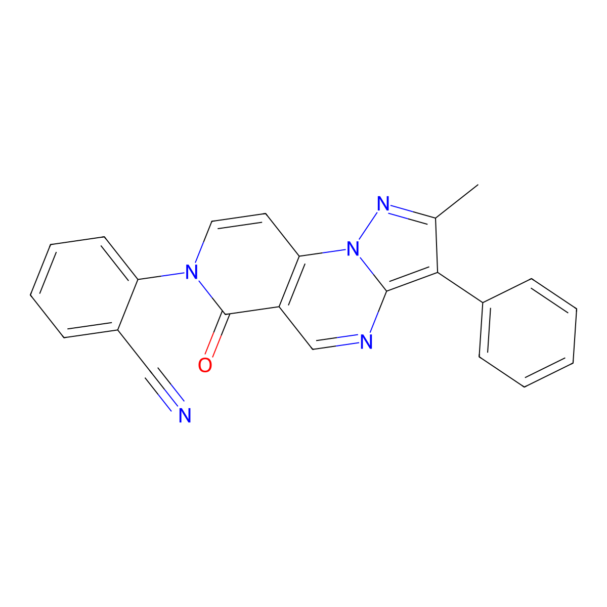 2-(2-methyl-6-oxo-3-phenylpyrazolo[1,5-a]pyrido[3,4-e]pyrimidin-7(6H)-yl)benzonitrile molecular structure, CAS 1015594-75-8
