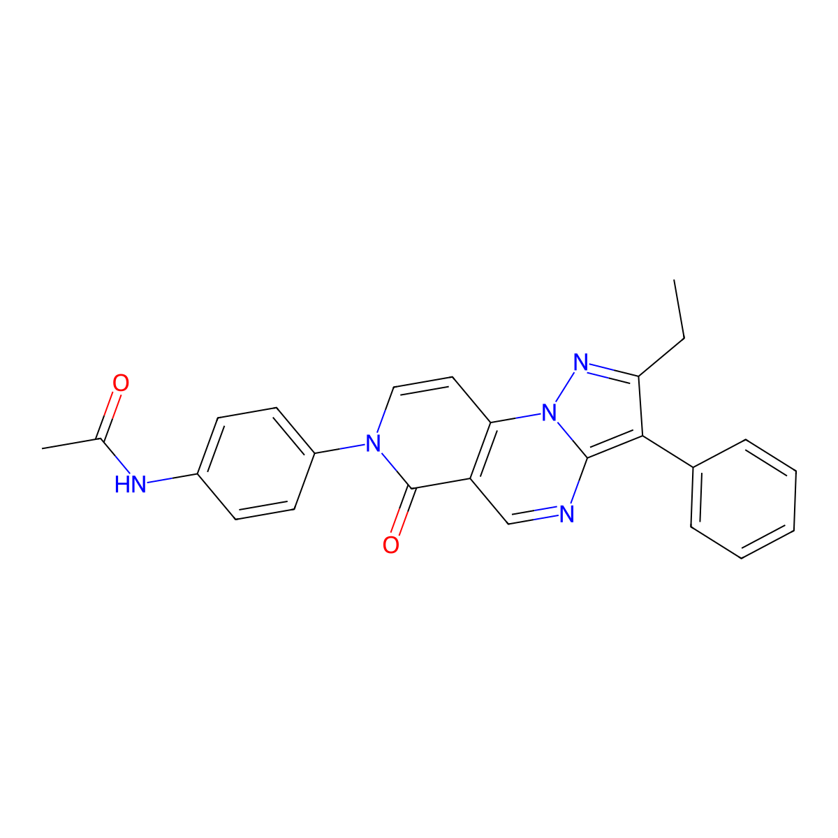 N-[4-(2-ethyl-6-oxo-3-phenylpyrazolo[1,5-a]pyrido[3,4-e]pyrimidin-7(6H)-yl)phenyl]acetamide molecular structure, CAS 1015594-97-4