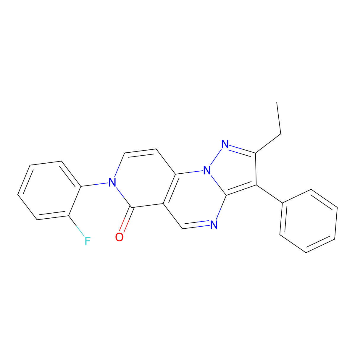 2-ethyl-7-(2-fluorophenyl)-3-phenylpyrazolo[1,5-a]pyrido[3,4-e]pyrimidin-6(7H)-one molecular structure, CAS 1015595-03-5