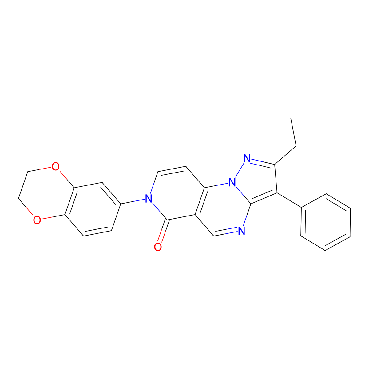 7-(2,3-dihydro-1,4-benzodioxin-6-yl)-2-ethyl-3-phenylpyrazolo[1,5-a]pyrido[3,4-e]pyrimidin-6(7H)-one molecular structure, CAS 1015595-09-1