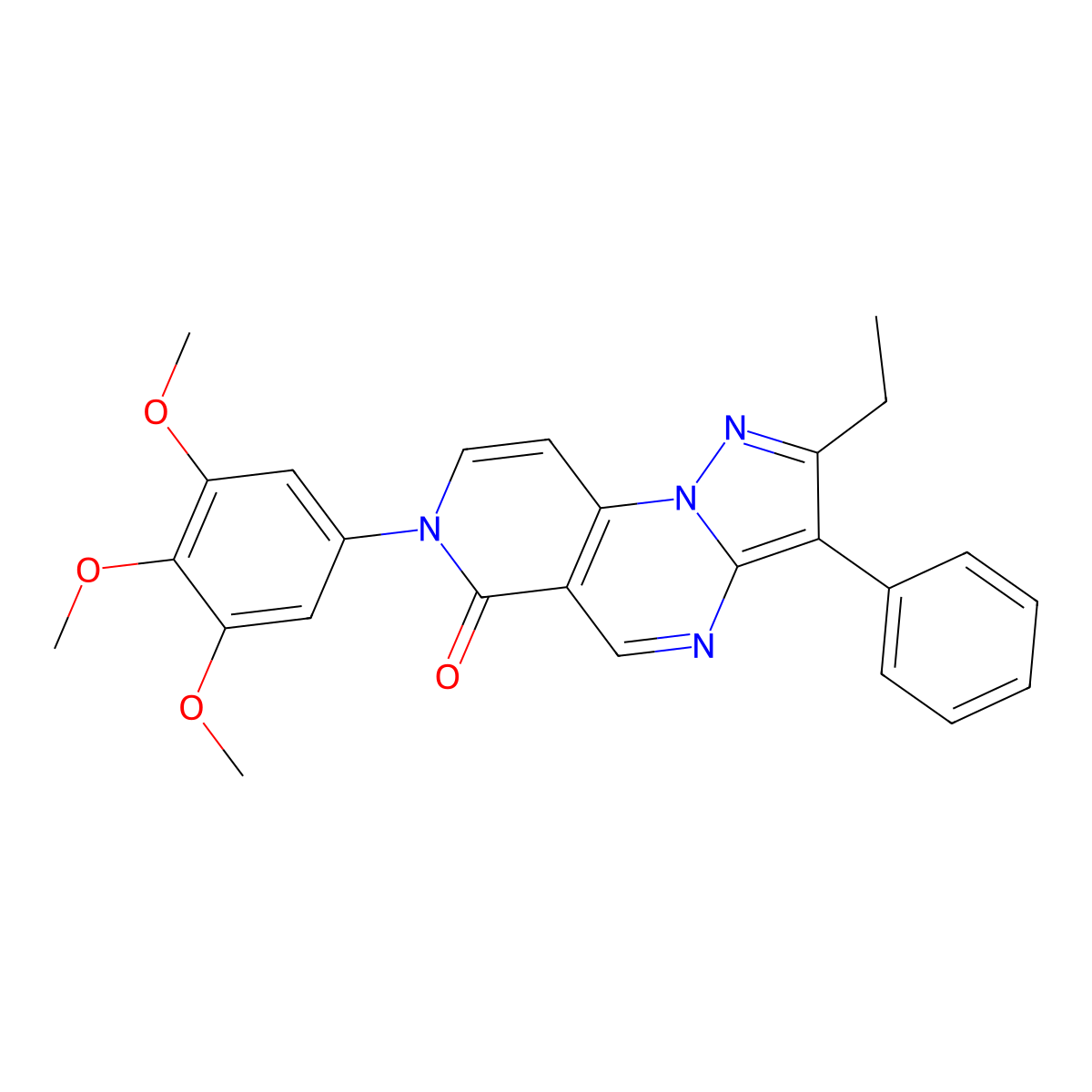 2-ethyl-3-phenyl-7-(3,4,5-trimethoxyphenyl)pyrazolo[1,5-a]pyrido[3,4-e]pyrimidin-6(7H)-one molecular structure, CAS 1015595-15-9
