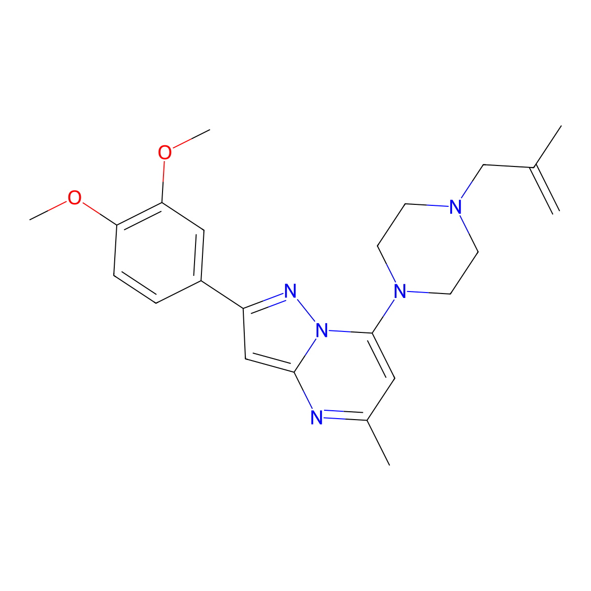 1-[2-(3,4-Dimethoxyphenyl)-5-methylpyrazolo[1,5-A]pyrimidin-7-YL]-4-(2-methylprop-2-EN-1-YL)piperazine molecular structure, CAS 1015596-34-5