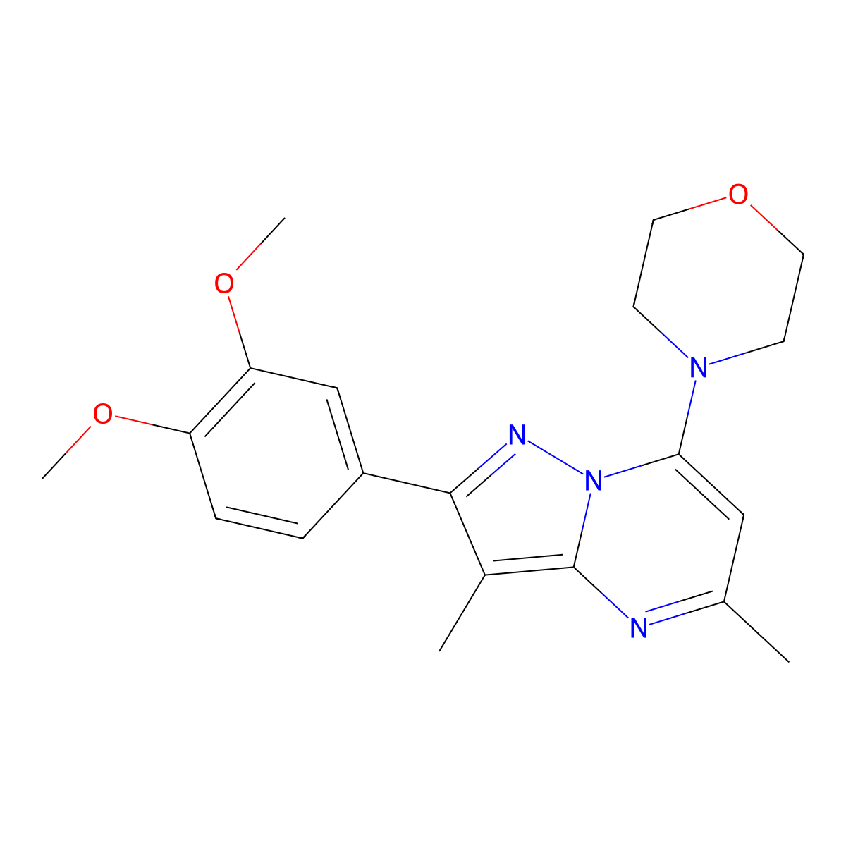 2-(3,4-Dimethoxyphenyl)-3,5-dimethyl-7-morpholin-4-ylpyrazolo[1,5-a]pyrimidine molecular structure, CAS 1015596-50-5