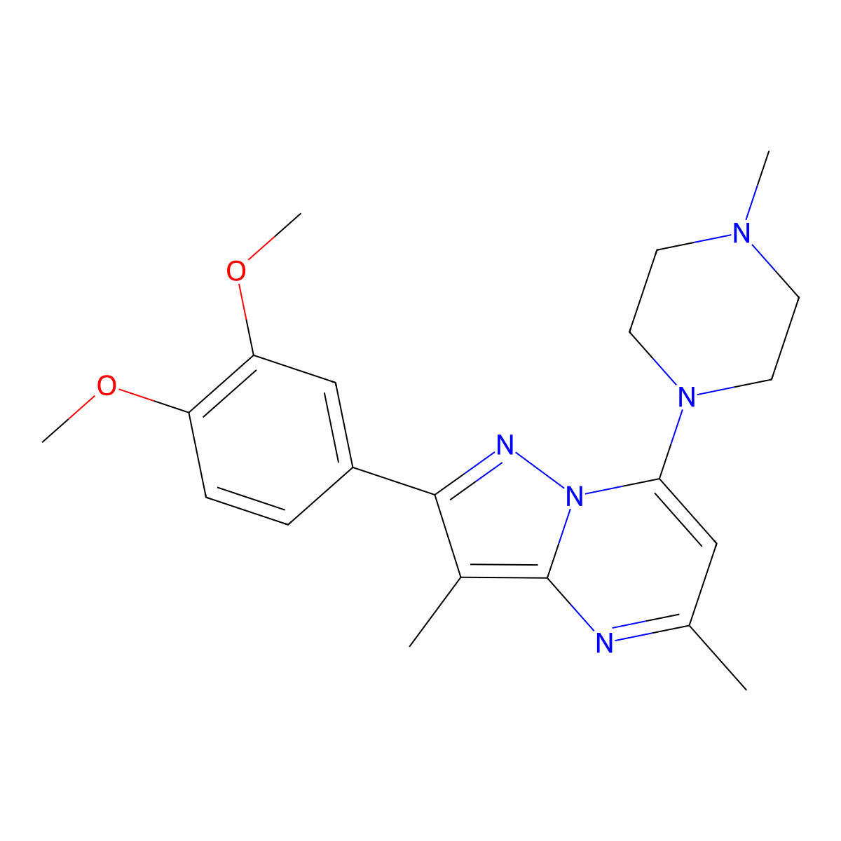 2-(3,4-Dimethoxyphenyl)-3,5-dimethyl-7-(4-methylpiperazin-1-yl)pyrazolo[1,5-a]pyrimidine molecular structure, CAS 1015596-58-3