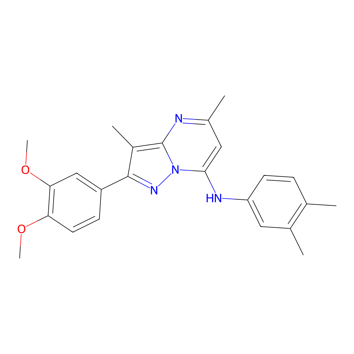 2-(3,4-dimethoxyphenyl)-N-(3,4-dimethylphenyl)-3,5-dimethylpyrazolo[1,5-a]pyrimidin-7-amine molecular structure, CAS 1015597-22-4