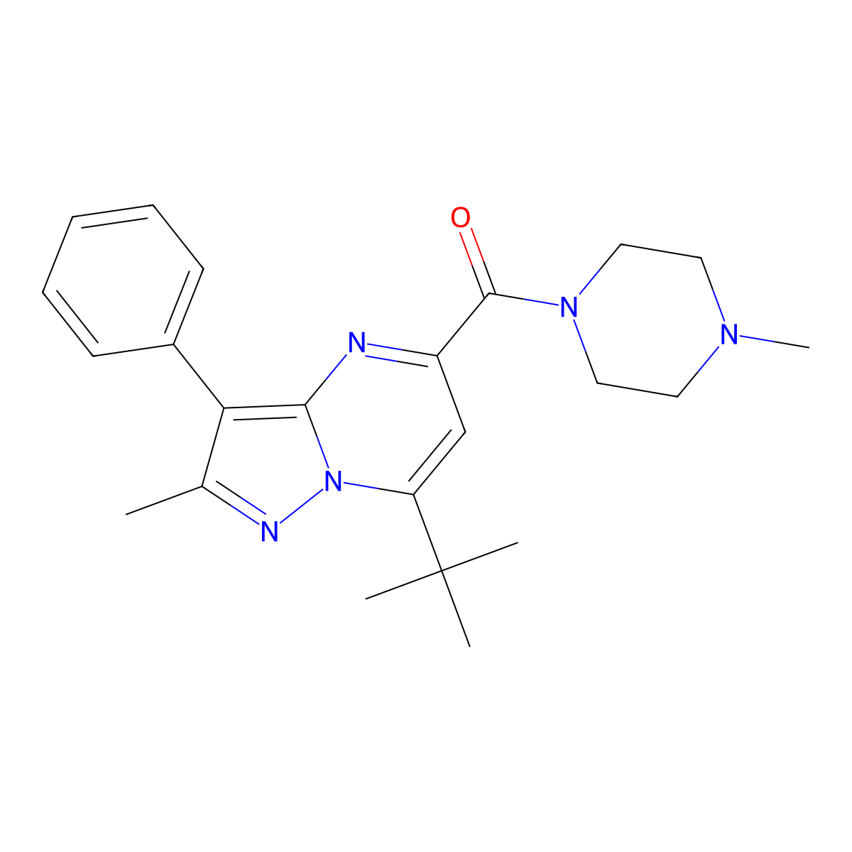 [7-(Tert-butyl)-2-methyl-3-phenylpyrazolo[1,5-a]pyrimidin-5-yl](4-methylpiperazino)methanone molecular structure, CAS 1015599-30-0