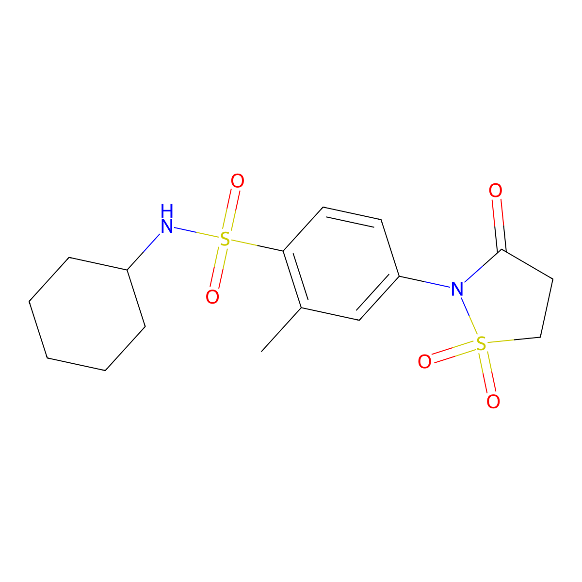 N-cyclohexyl-4-(1,1-dioxido-3-oxoisothiazolidin-2-yl)-2-methylbenzenesulfonamide molecular structure, CAS 1015601-69-0