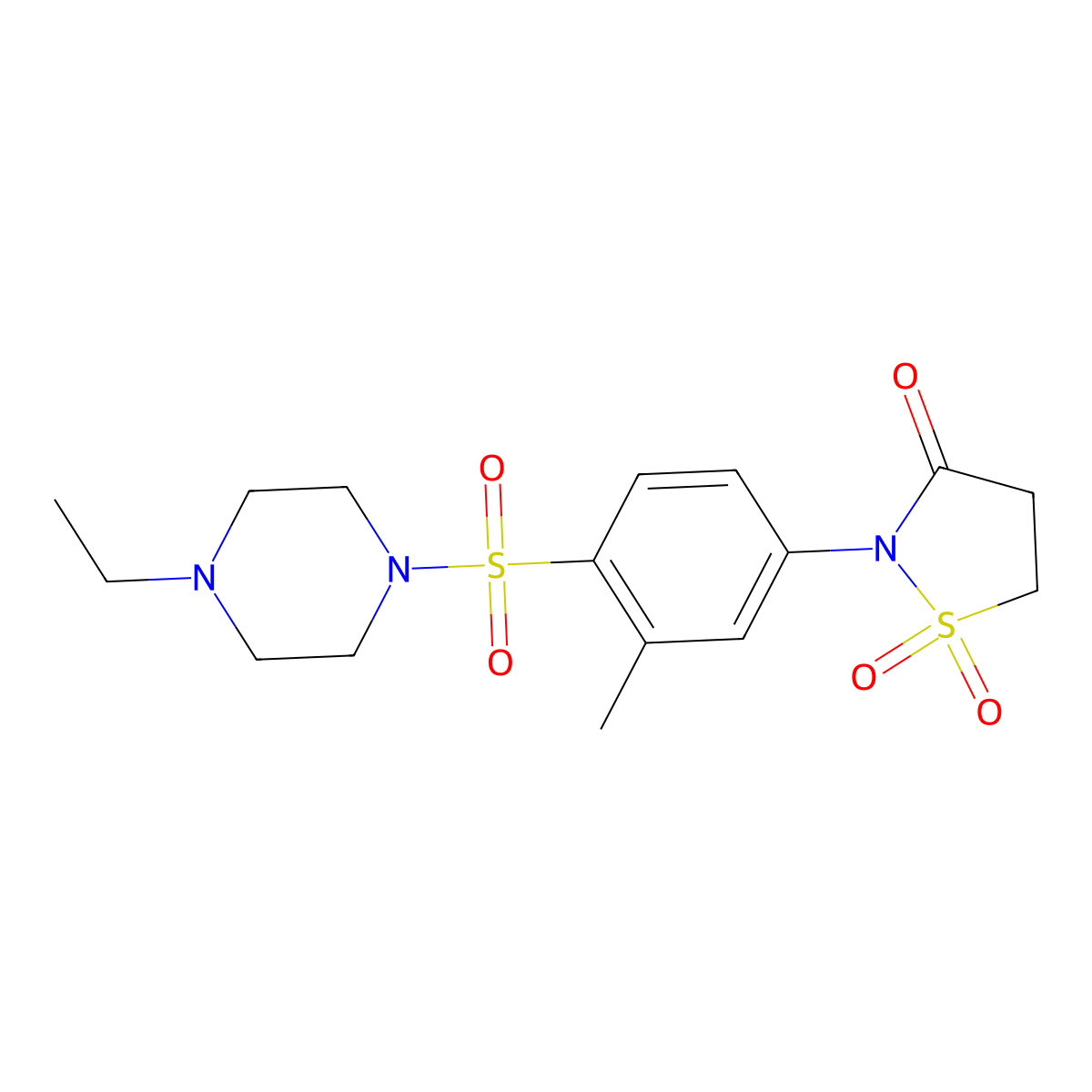 2-(4-((4-Ethylpiperazin-1-yl)sulfonyl)-3-methylphenyl)isothiazolidin-3-one 1,1-dioxide molecular structure, CAS 1015601-93-0