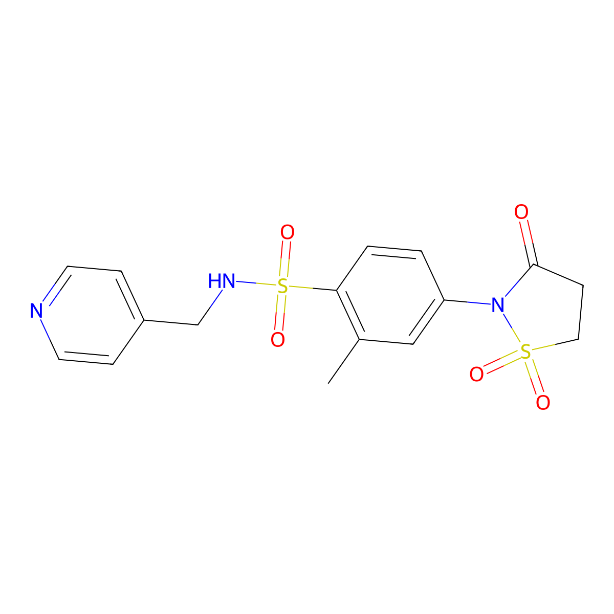 4-(1,1-dioxido-3-oxoisothiazolidin-2-yl)-2-methyl-N-(pyridin-4-ylmethyl)benzenesulfonamide molecular structure, CAS 1015602-25-1