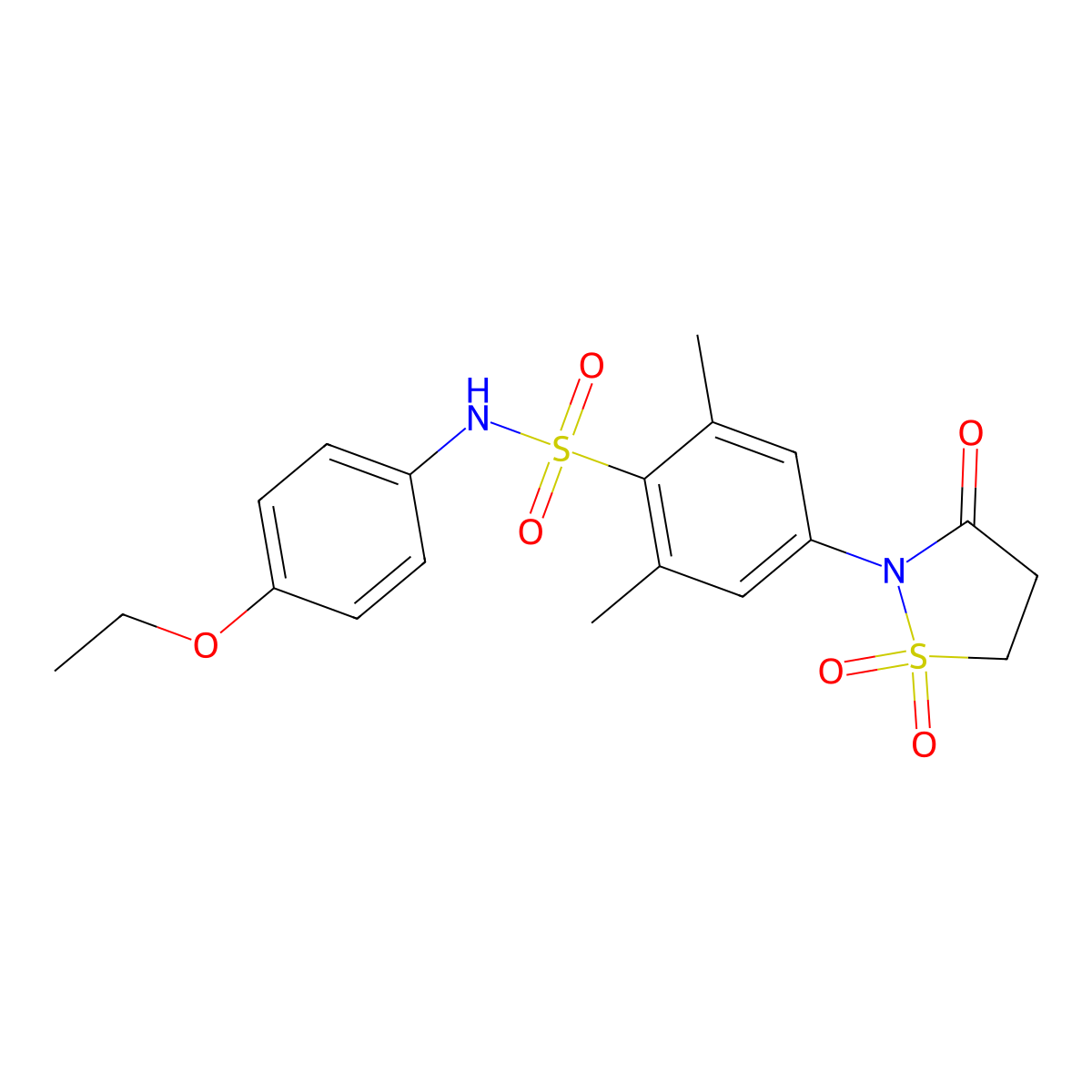 4-(1,1-dioxido-3-oxoisothiazolidin-2-yl)-N-(4-ethoxyphenyl)-2,6-dimethylbenzenesulfonamide molecular structure, CAS 1015603-44-7