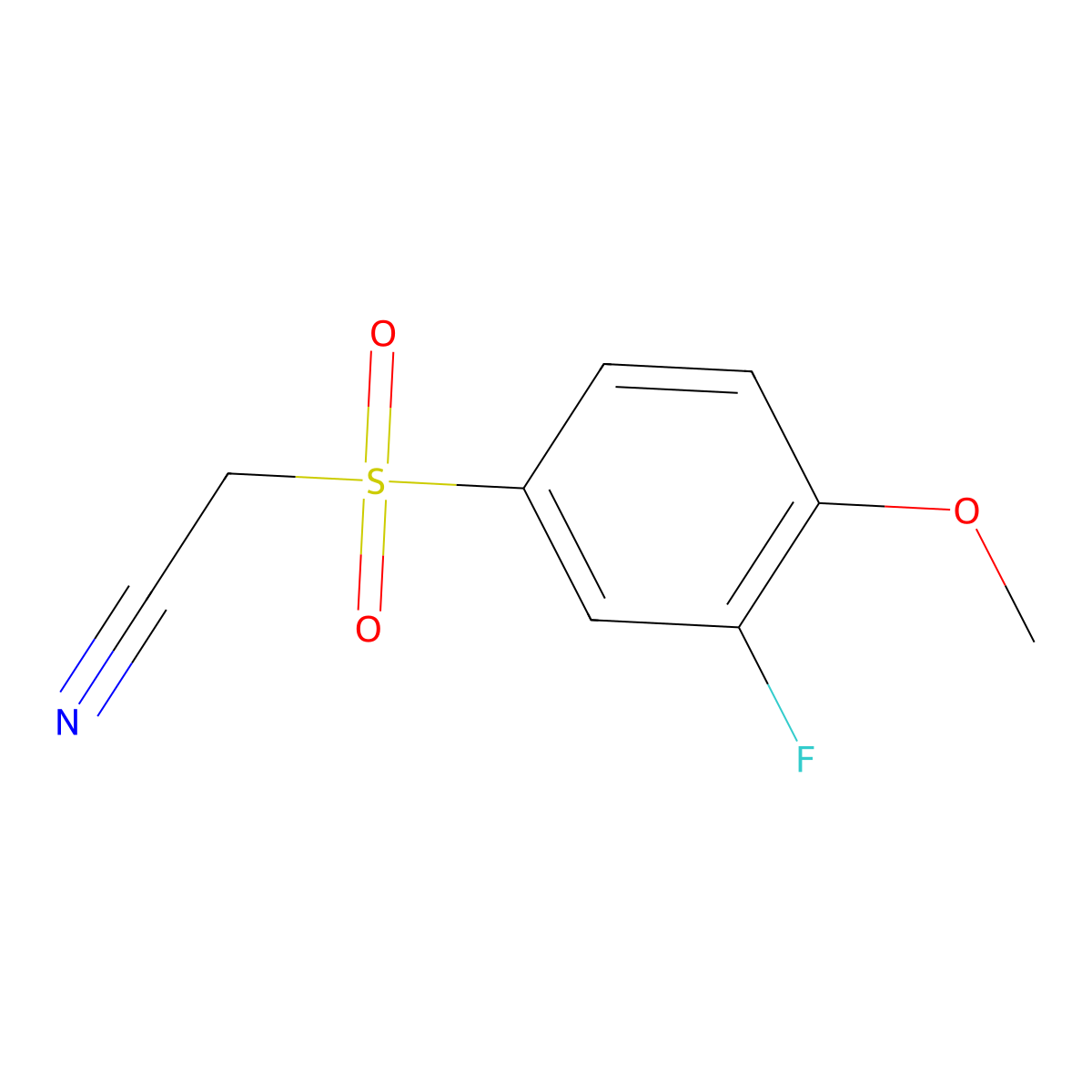 2-((3-Fluoro-4-methoxyphenyl)sulfonyl)acetonitrile molecular structure, CAS 1015603-63-0