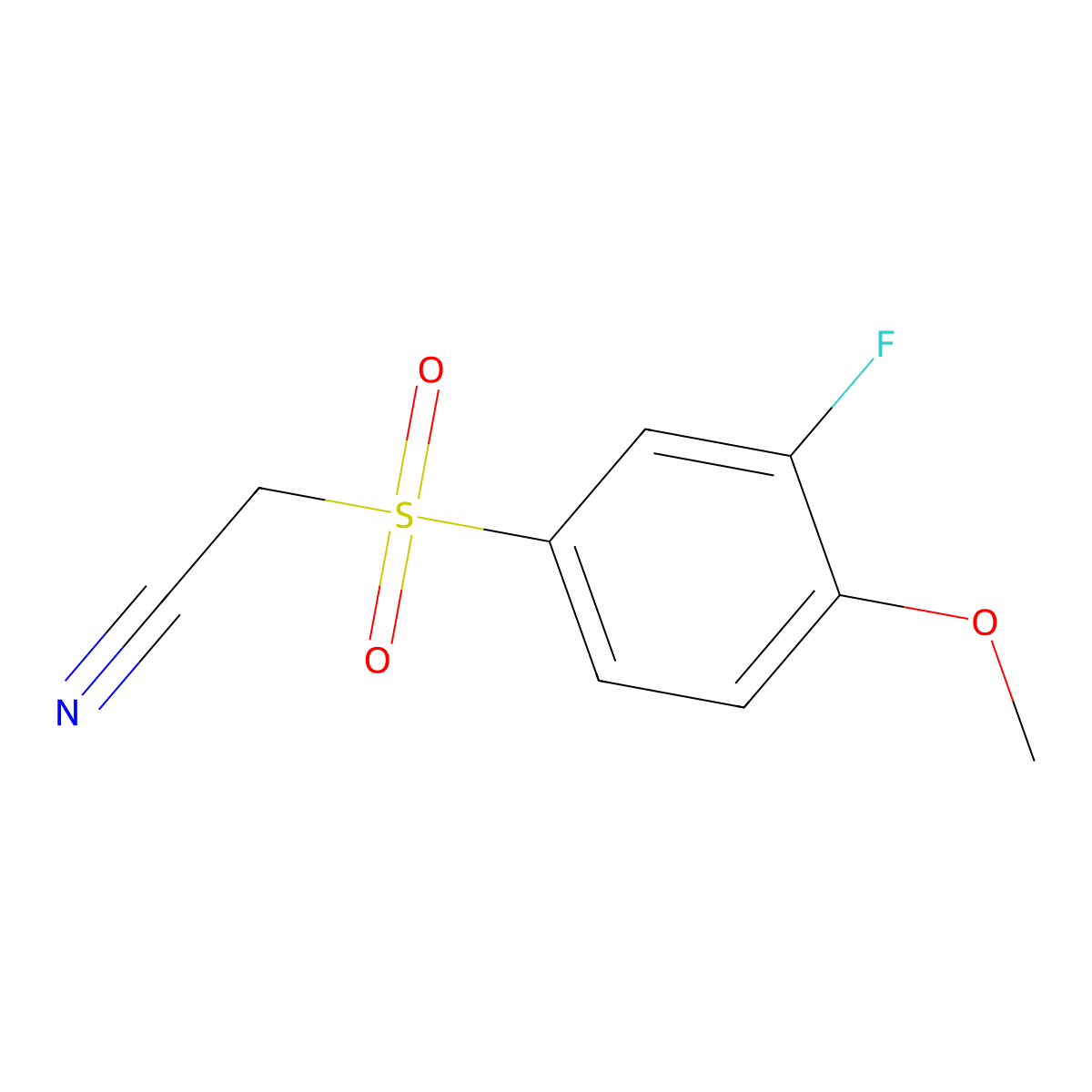 2-((3-Fluoro-4-methoxyphenyl)sulfonyl)acetonitrile molecular structure, CAS 1015603-63-0