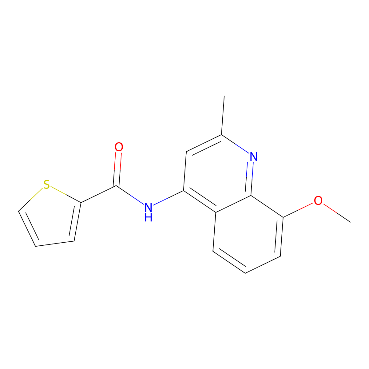 N-(8-methoxy-2-methylquinolin-4-yl)thiophene-2-carboxamide molecular structure, CAS 1015604-86-0