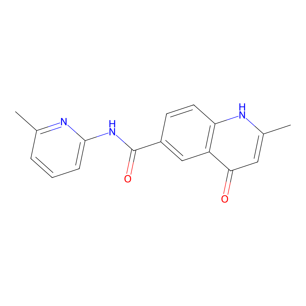 2-methyl-N-(6-methylpyridin-2-yl)-4-oxo-1,4-dihydroquinoline-6-carboxamide molecular structure, CAS 1015605-02-3
