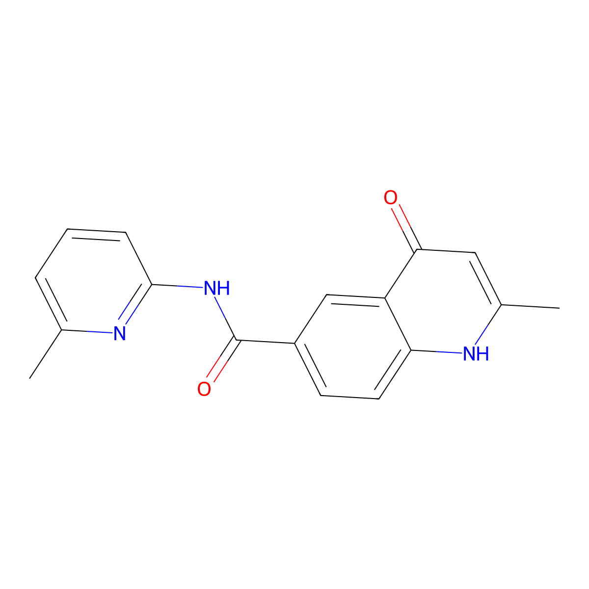 2-methyl-N-(6-methylpyridin-2-yl)-4-oxo-1,4-dihydroquinoline-6-carboxamide molecular structure, CAS 1015605-02-3