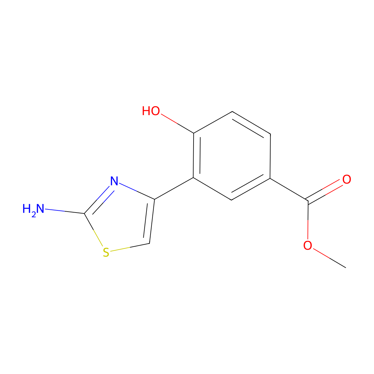 Methyl 3-(2-amino-1,3-thiazol-4-yl)-4-hydroxybenzoate molecular structure, CAS 1015606-46-8