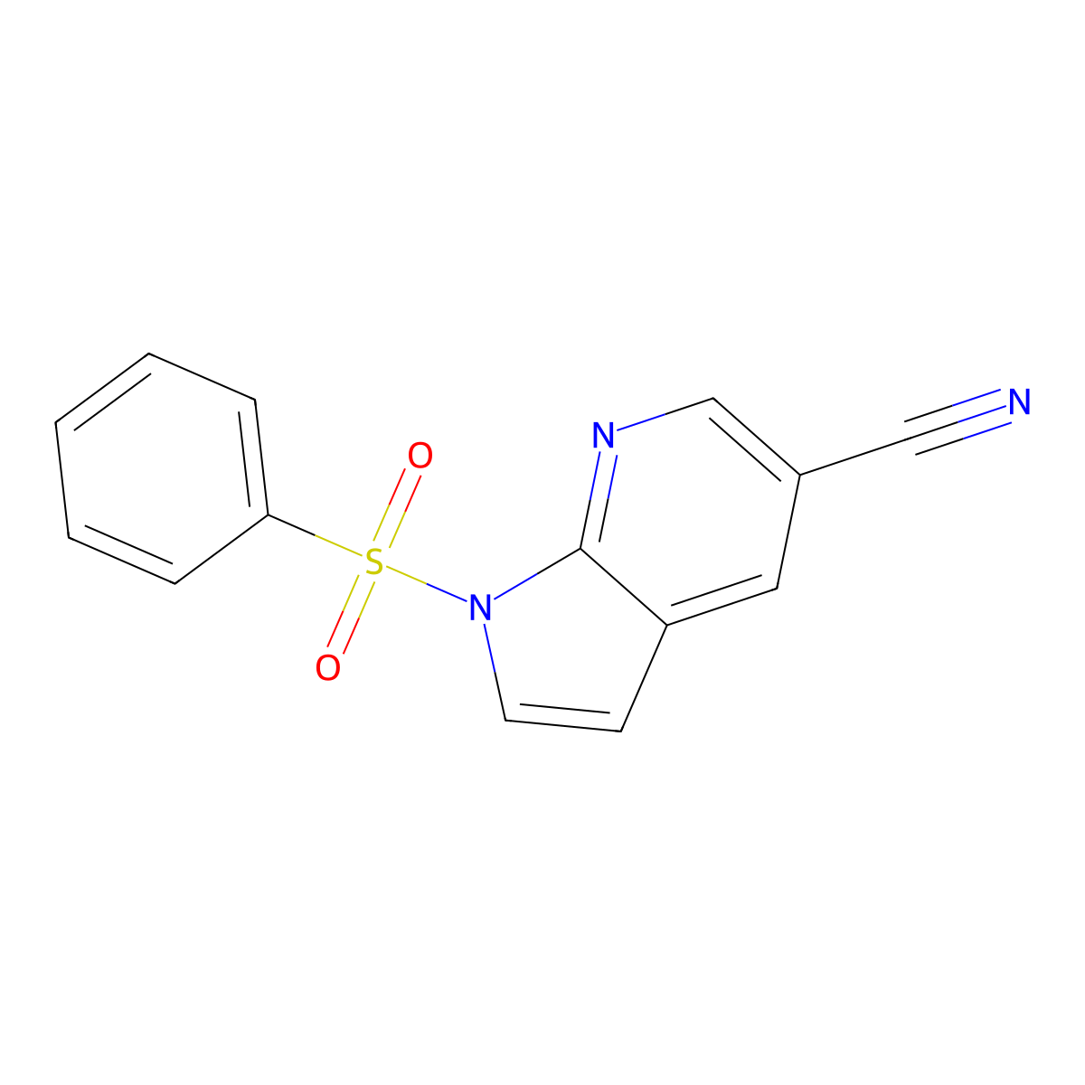 1-Benzenesulfonyl-1H-pyrrolo[2,3-b]pyridine-5-carbonitrile molecular structure, CAS 1015608-95-3