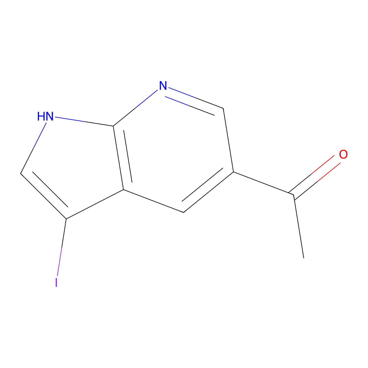1-(3-Iodo-1H-pyrrolo[2,3-b]pyridin-5-yl)ethanone molecular structure, CAS 1015609-03-6