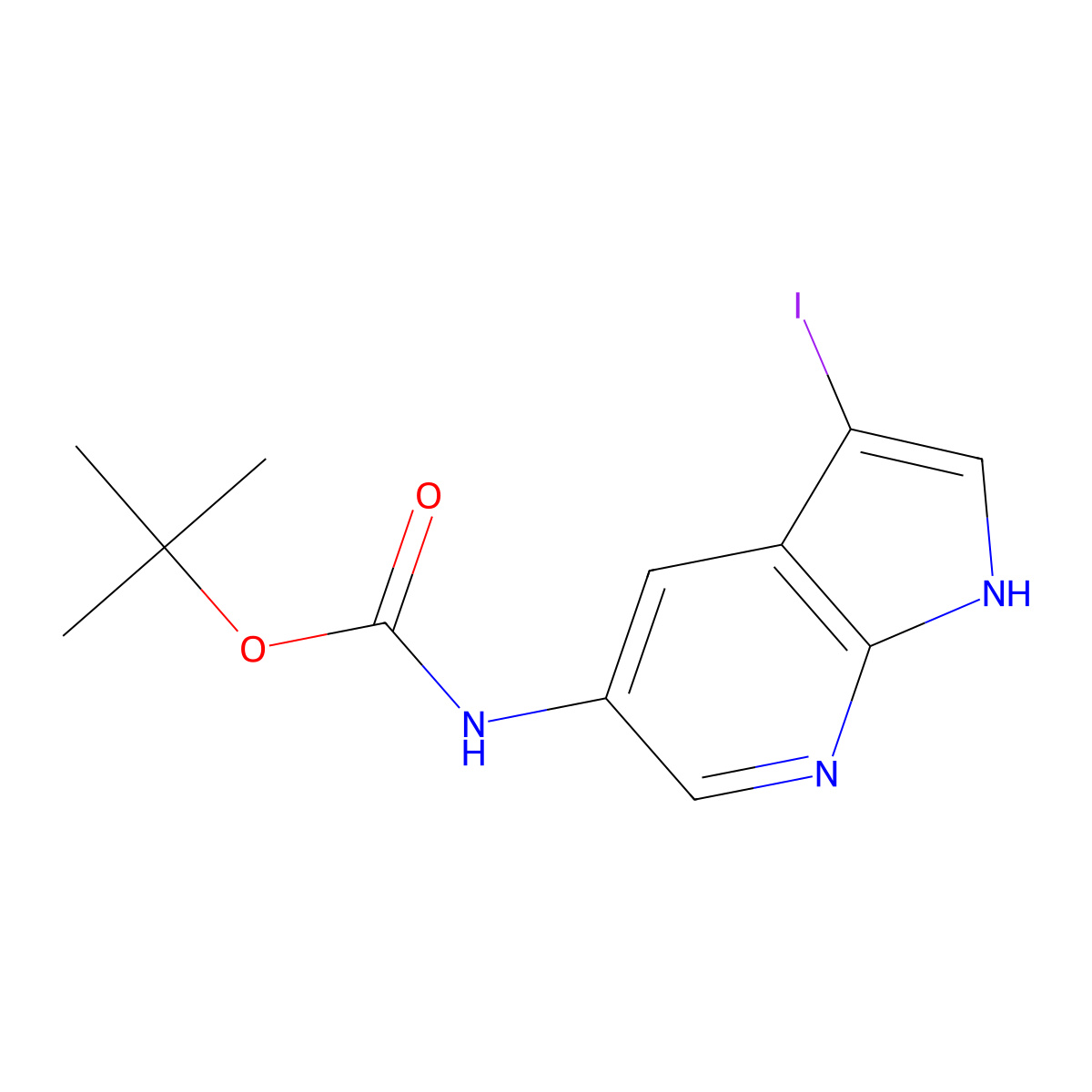 tert-Butyl 3-iodo-1H-pyrrolo[2,3-b]pyridin-5-ylcarbamate molecular structure, CAS 1015609-19-4