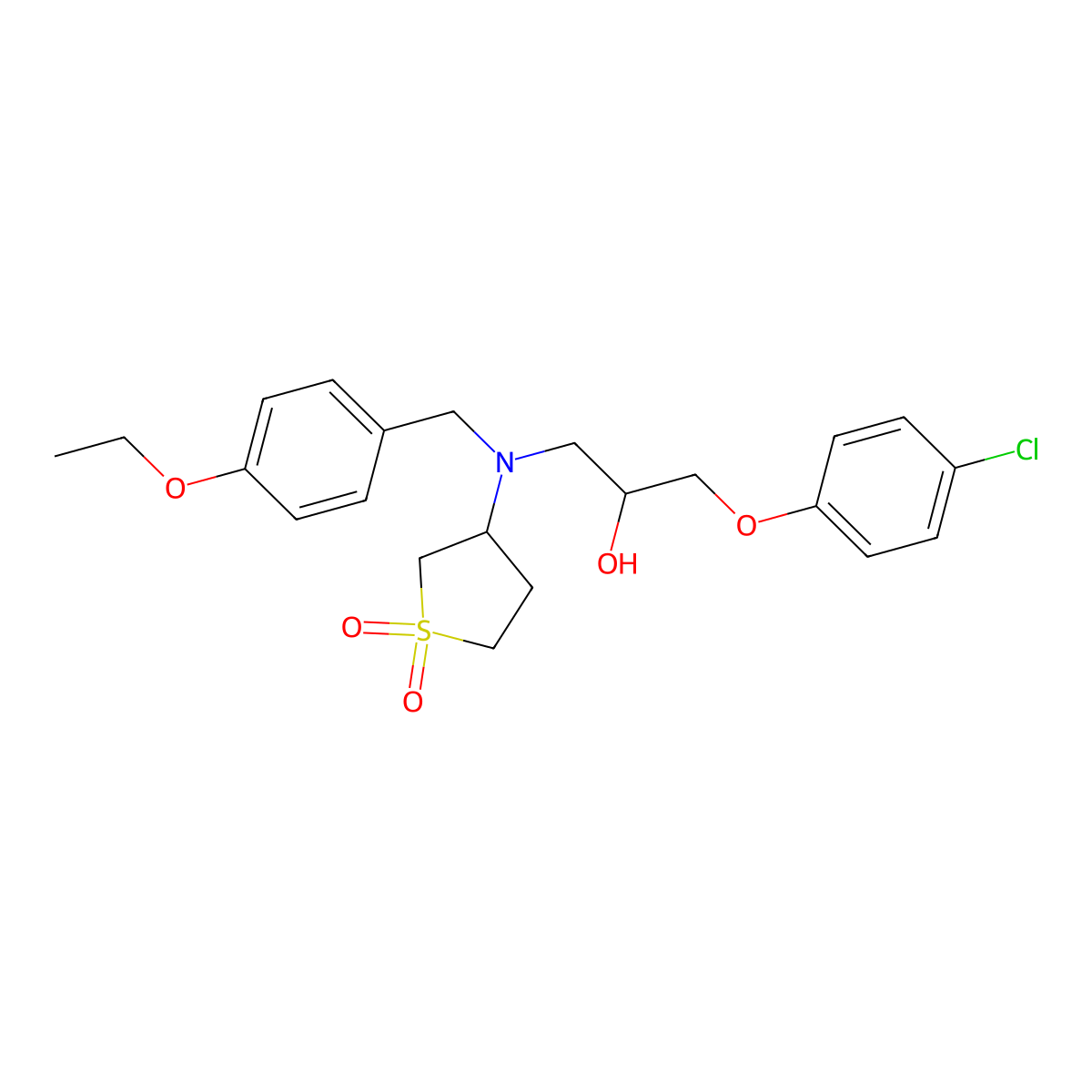 2-Propanol, 1-(4-chlorophenoxy)-3-[[(4-ethoxyphenyl)methyl](tetrahydro-1,1-dioxido-3-thienyl)amino]- molecular structure, CAS 1015609-77-4