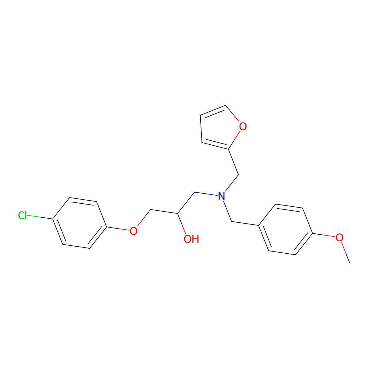 2-Propanol, 1-(4-chlorophenoxy)-3-[(2-furanylmethyl)[(4-methoxyphenyl)methyl]amino]- molecular structure, CAS 1015610-41-9