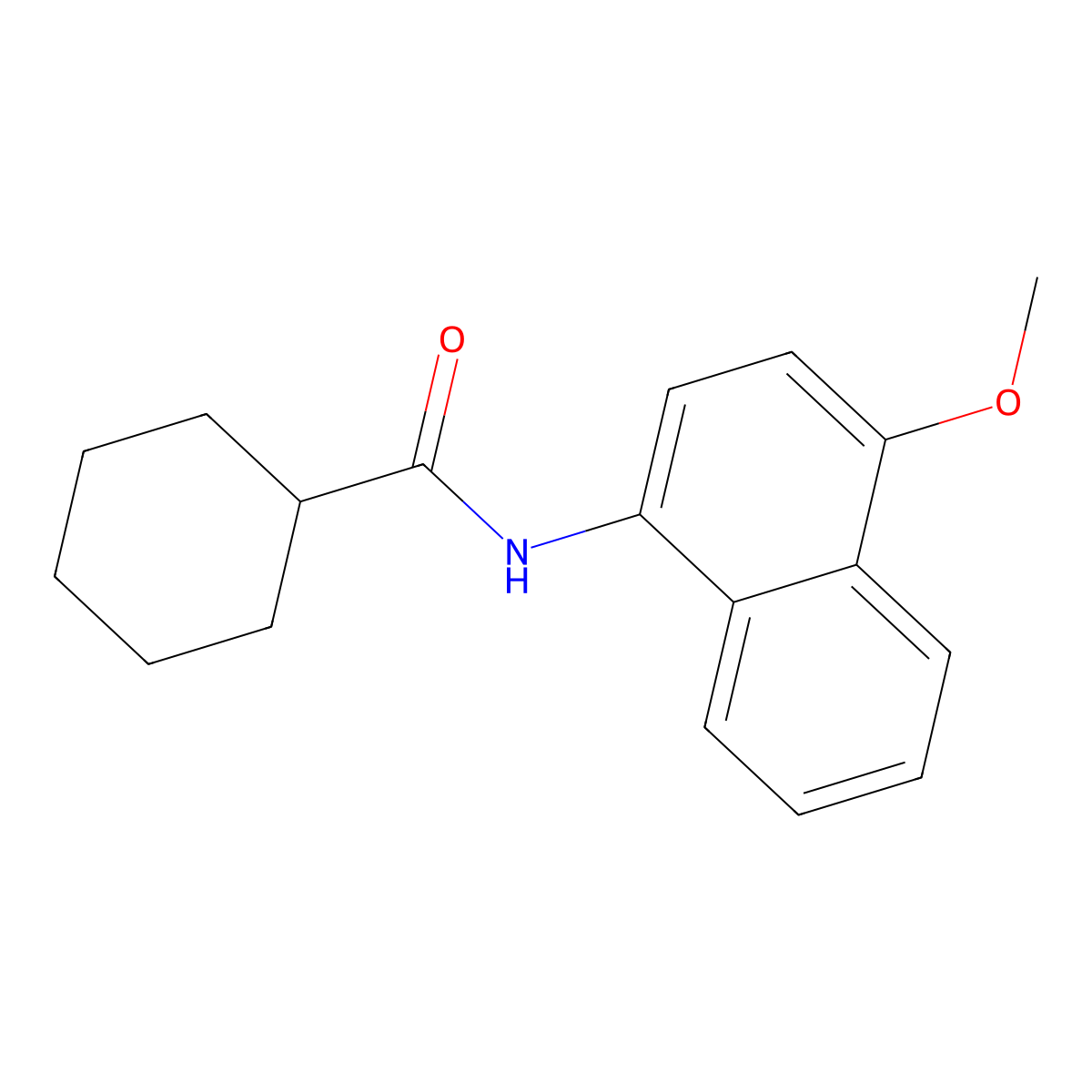 Cyclohexanecarboxamide, N-(4-methoxy-1-naphthyl)- molecular structure, CAS 101564-22-1