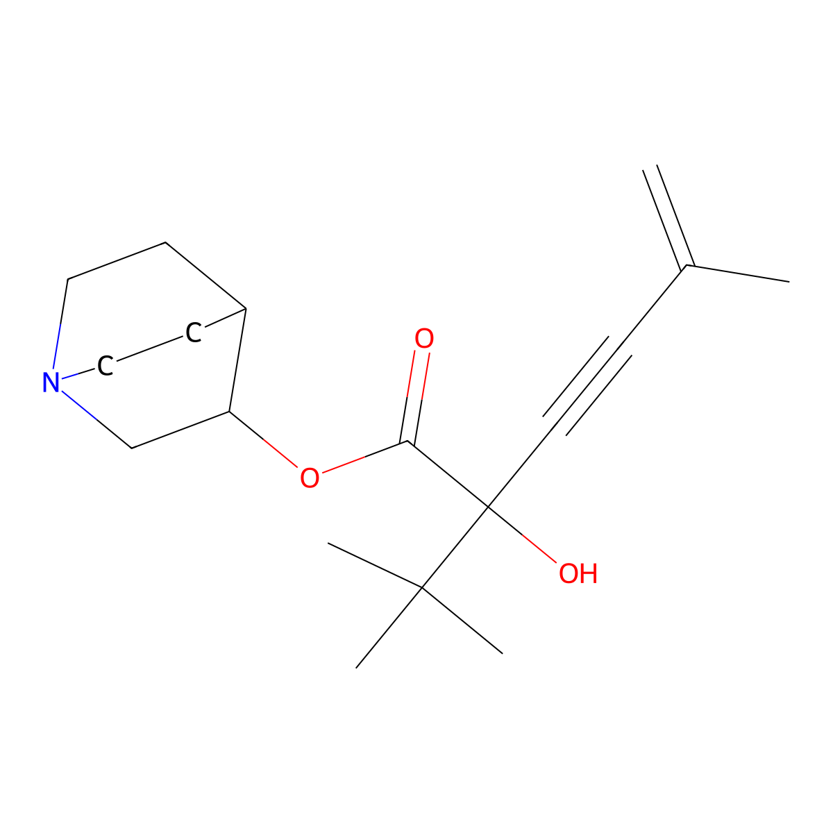 Hexa-3-yn-5-enoic acid, 2-tert-butyl-2-hydroxy-5-methyl-, 3-quinuclidinyl ester molecular structure, CAS 101564-57-2