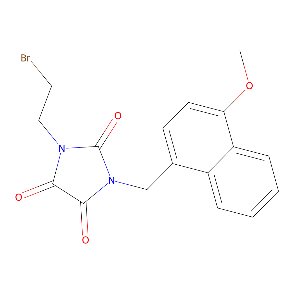 Imidazolidinetrione, 1-(2-bromoethyl)-3-(4-methoxy-1-naphthylmethyl)- molecular structure, CAS 101564-84-5
