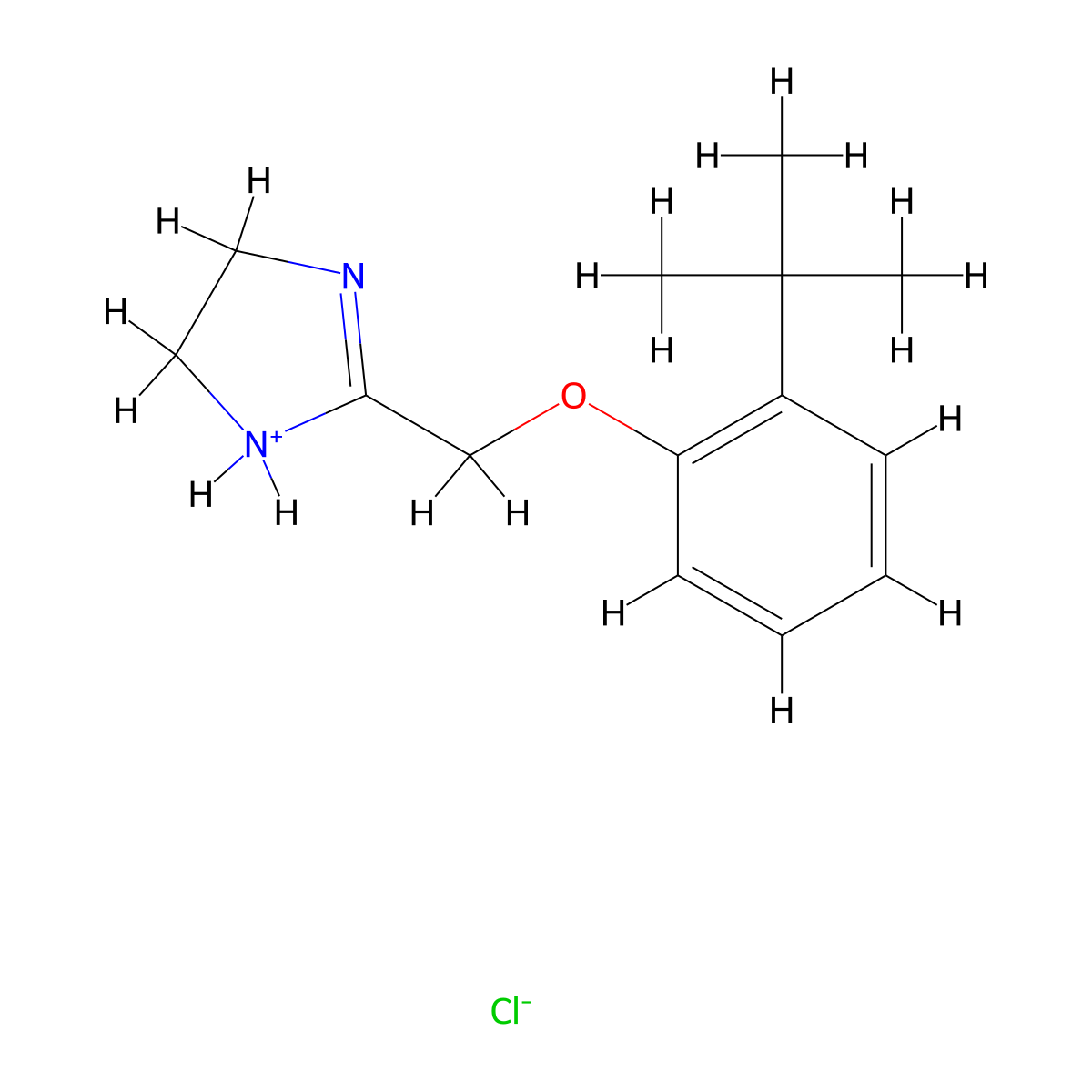 2-Imidazoline, 2-(2-tert-butylphenoxy)methyl-, hydrochloride molecular structure, CAS 101564-91-4