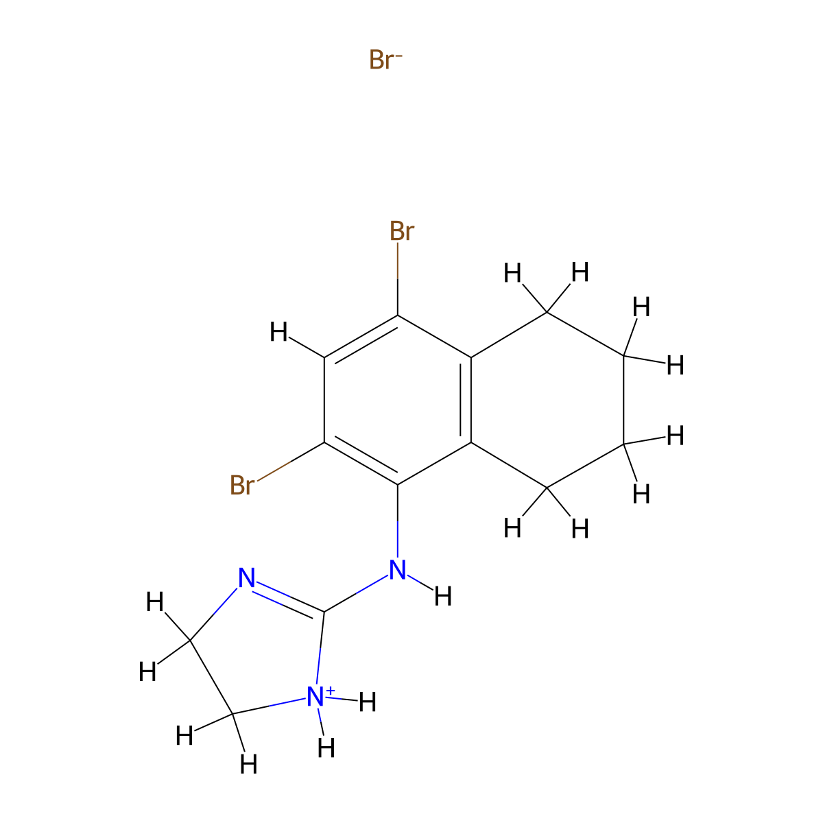 N-(2,4-Dibromo-5,6,7,8-tetrahydronaphthalen-1-yl)-4,5-dihydro-1H-imidazol-2-amine--hydrogen bromide (1/1) molecular structure, CAS 101564-94-7