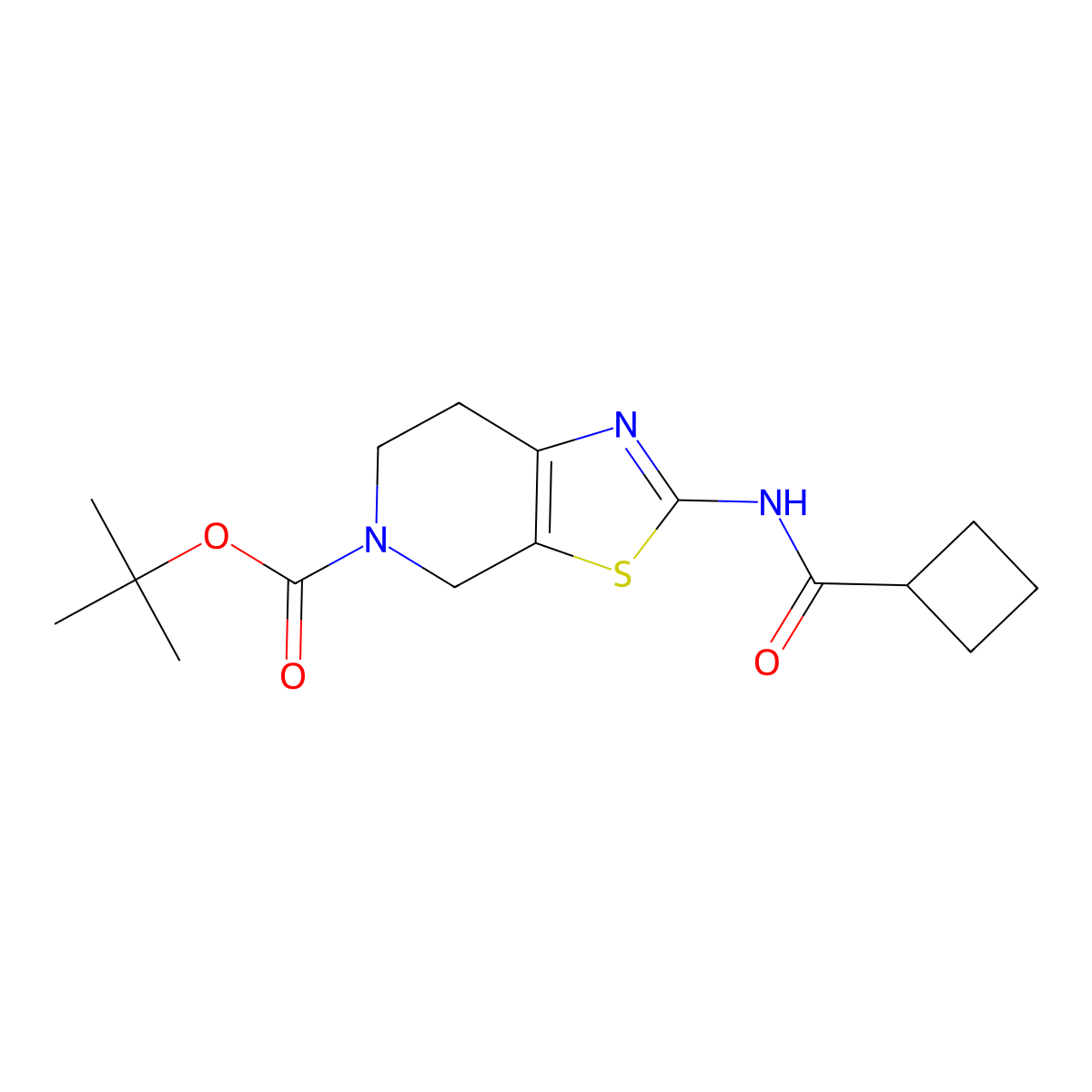 tert-butyl 2-(cyclobutanecarboxamido)-6,7-dihydrothiazolo[5,4-c]pyridine-5(4H)-carboxylate molecular structure, CAS 1015653-76-5
