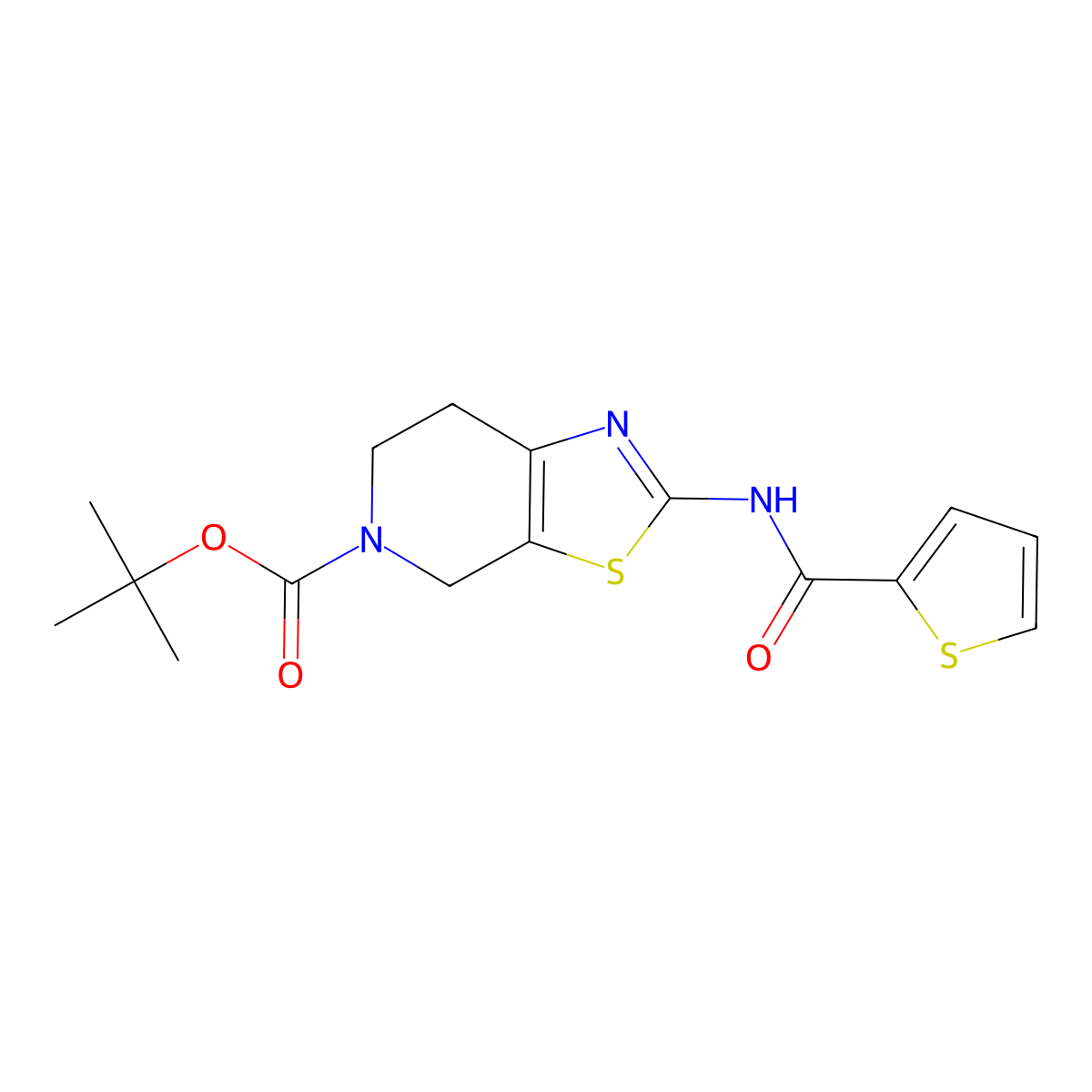 tert-butyl 2-(thiophene-2-carboxamido)-6,7-dihydrothiazolo[5,4-c]pyridine-5(4H)-carboxylate molecular structure, CAS 1015654-08-6