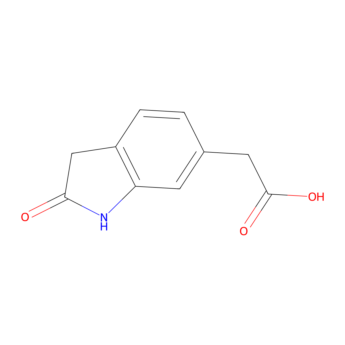 2-(2-oxo-2,3-dihydro-1H-indol-6-yl)acetic acid molecular structure, CAS 101566-05-6
