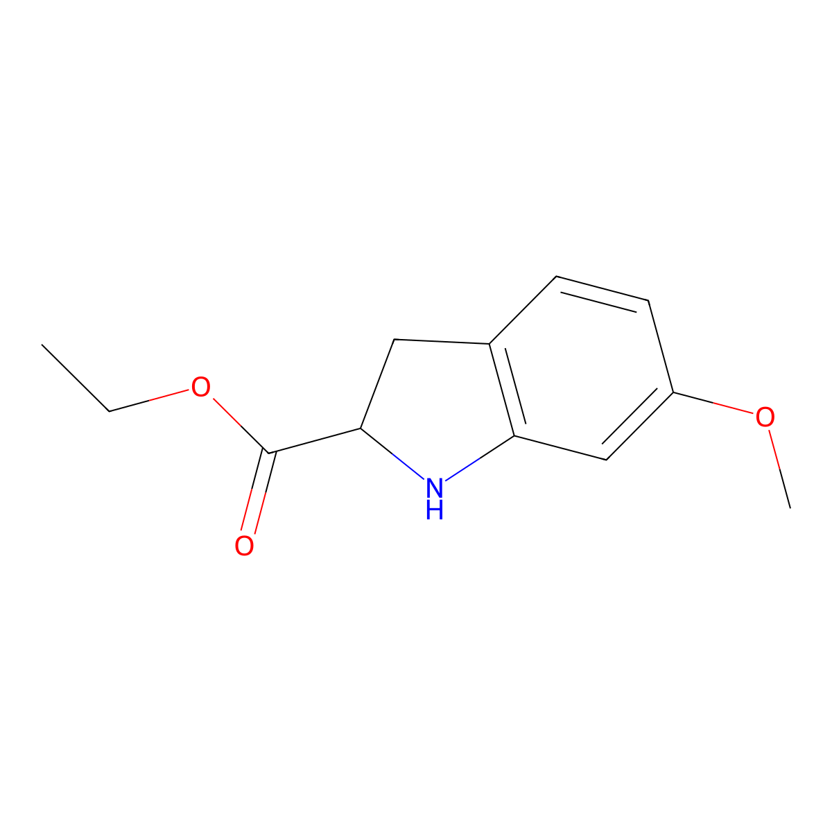 Rac-6-methoxy-2,3-dihydro-1h-indole-2-carboxylic acid ethyl ester molecular structure, CAS 1015689-19-6