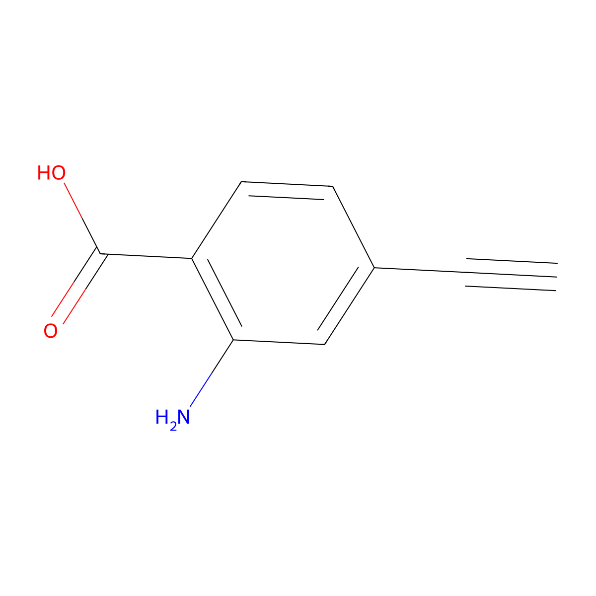 2-Amino-4-ethynylbenzoic acid molecular structure, CAS 1015689-36-7