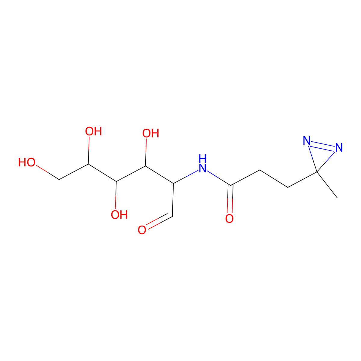 3-(3-Methyl-3H-diazirin-3-yl)-N-((2S,3R,4S,5R)-3,4,5,6-tetrahydroxy-1-oxohexan-2-yl)propanamide molecular structure, CAS 1015698-41-5