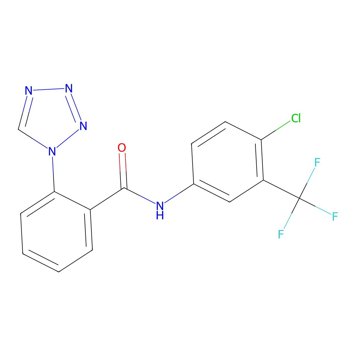 N-[4-chloro-3-(trifluoromethyl)phenyl]-2-(1H-tetrazol-1-yl)benzamide molecular structure, CAS 1015715-71-5