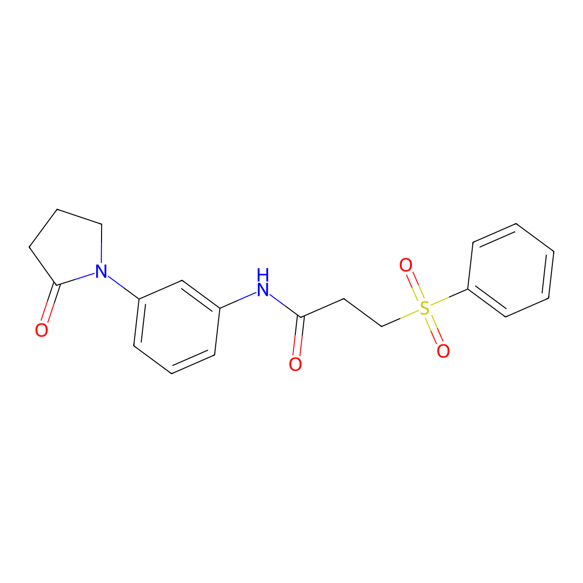 3-(benzenesulfonyl)-N-[3-(2-oxopyrrolidin-1-yl)phenyl]propanamide molecular structure, CAS 1015717-46-0