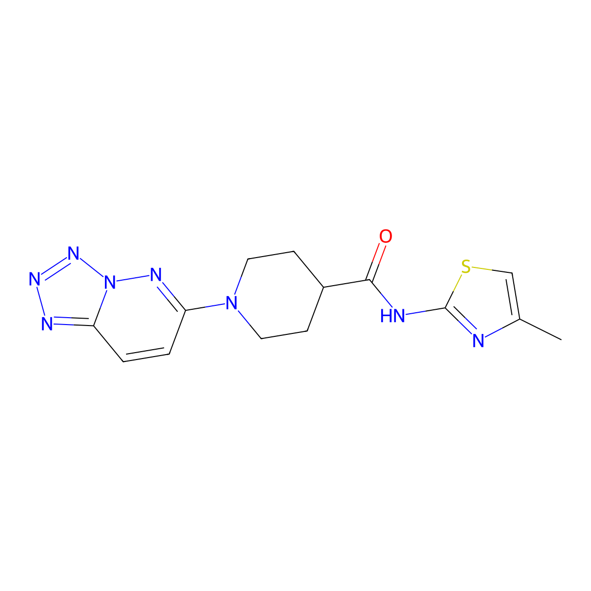 N-(4-methyl-1,3-thiazol-2-yl)-1-(tetrazolo[1,5-b]pyridazin-6-yl)piperidine-4-carboxamide molecular structure, CAS 1015724-20-5